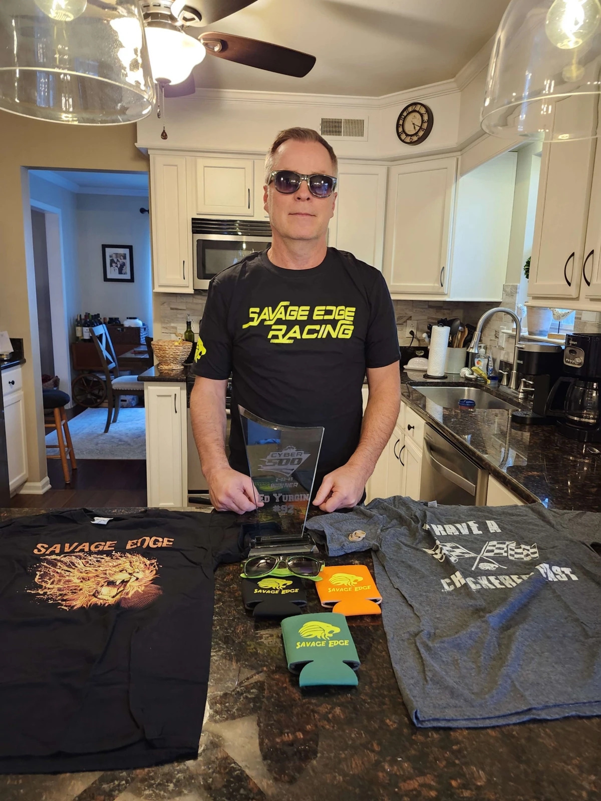 Ed Yurgin with his two Cyber 500 trophies