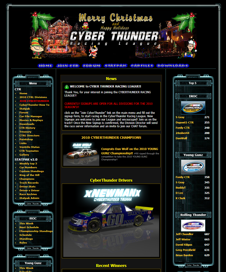 Cyber Thunder homepage, December 2010